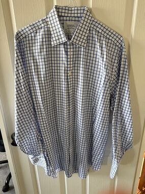 Charles Tyrwhitt White and Blue Windowpane Dress Shirt
